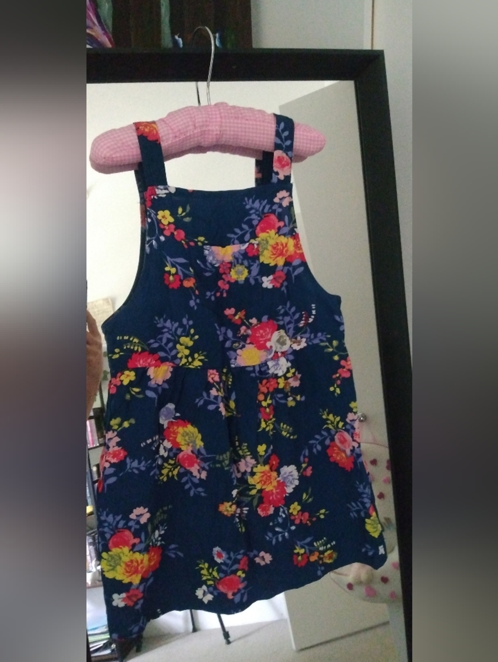 GAP Navy Floral Girls Pinafore Overalls